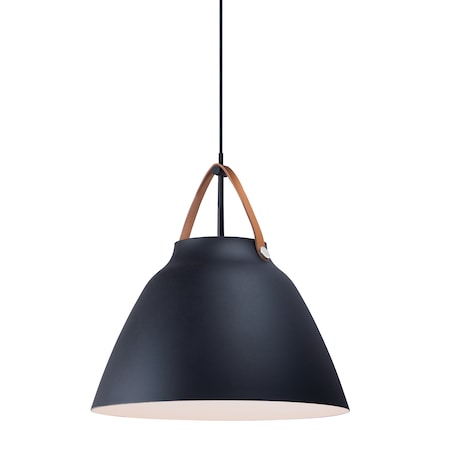 Maxim Lighting Nordic 1-Light 19" Wide Tan Leather / Black Pendant Light 11358TNBK